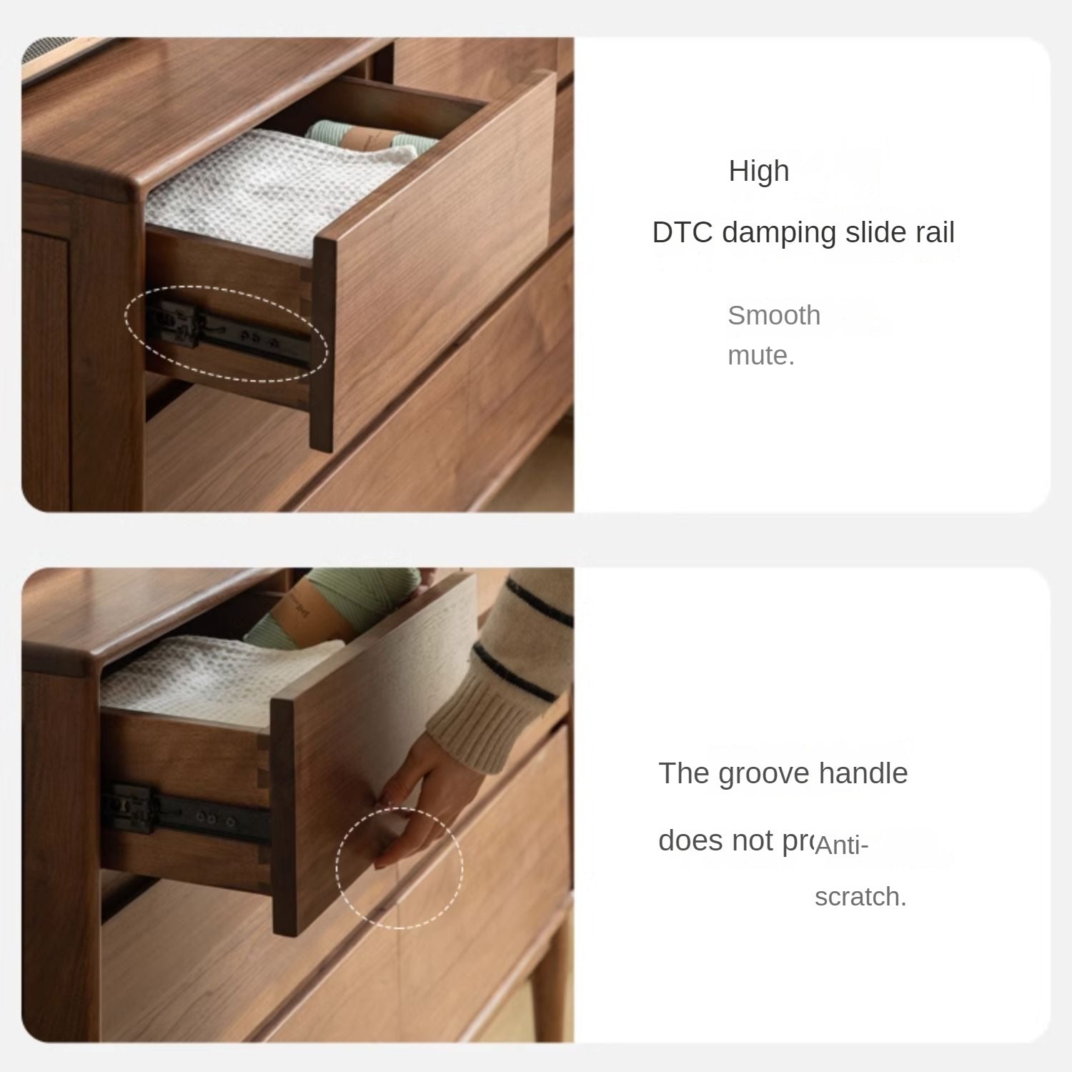 Black Walnut, Ash Solid Wood Chest of Drawers