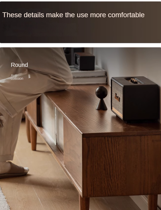 Oak Solid Wood Modern Simple Floor TV Cabinet.