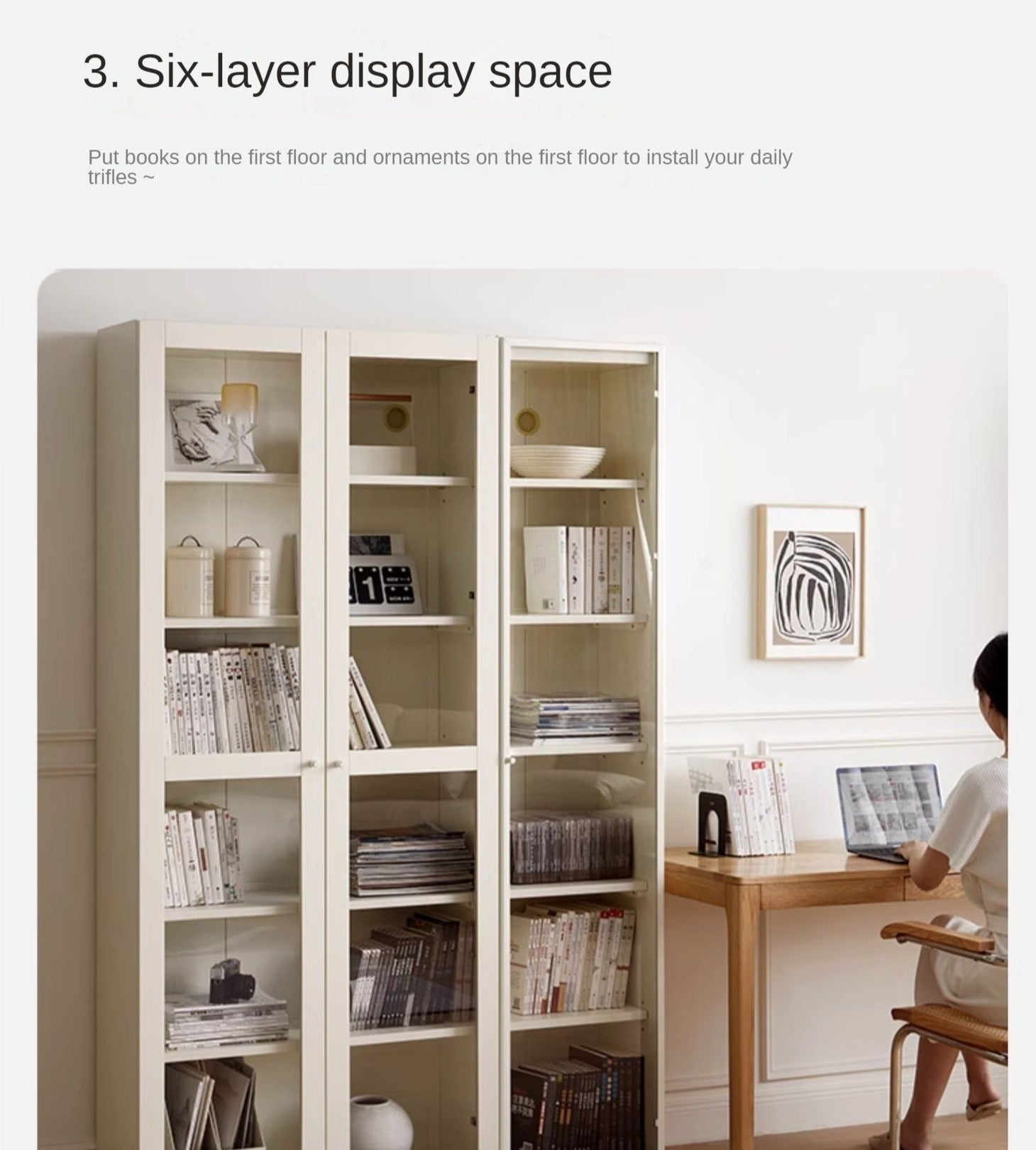 Poplar Solid Wood Bookcase Combination Bookshelf Wall-To-Ceiling Bookcase