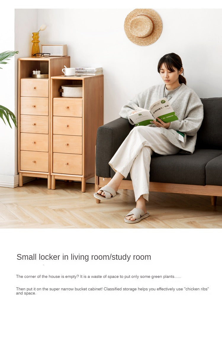 European Beech Solid Wood Storage Side Cabinet Combination