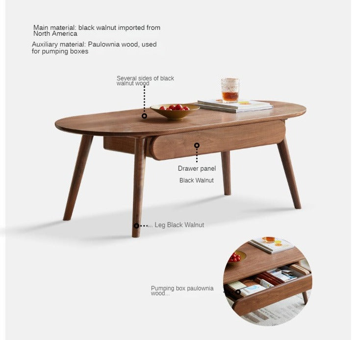 Black Walnut Solid Wood Capsule Coffee Table