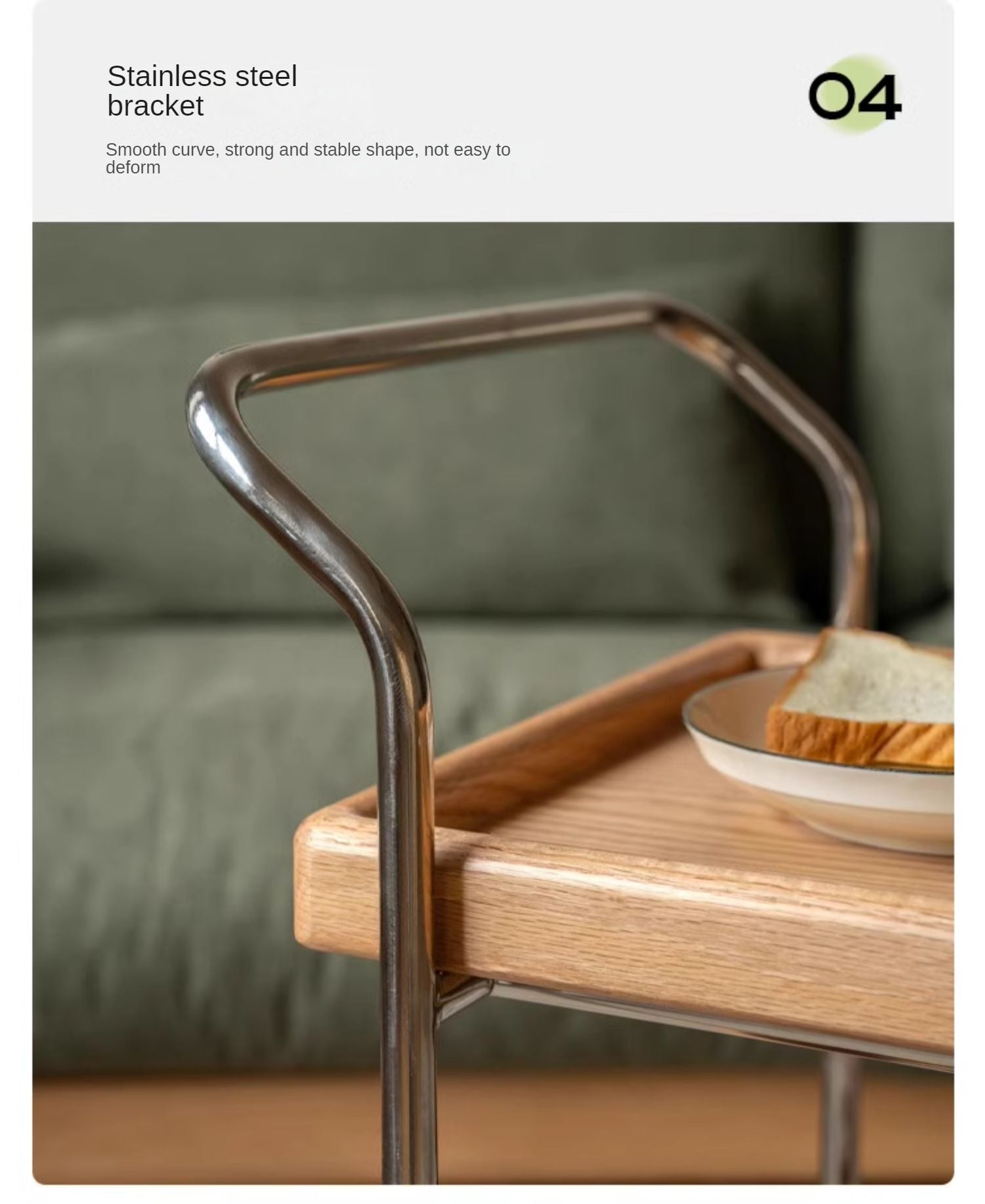 Oak, Poplar, Cherry Solid Wood Double Layer Mobile Side Table