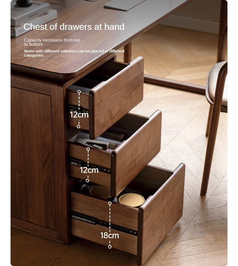 Black Walnut Solid Wood Desk Cabinet Integrated Work Table