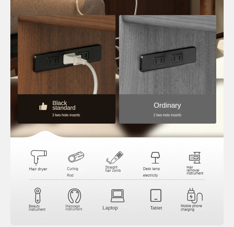 Black Walnut Solid Wood Light Luxury Dressing Table.