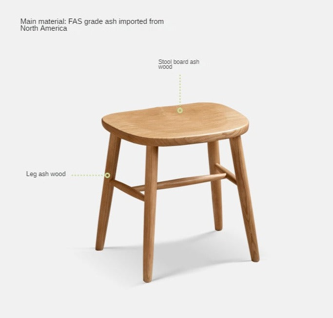 Ash, Oak, Cherry, Black Walnut, Beech Solid Wood Makeup Stool
