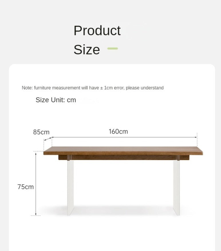 Oak, South American Walnut Solid Wood Acrylic Floating Large Size Dining Table