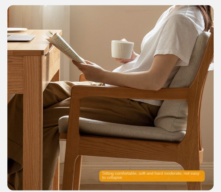 Cherry, Ash, Oak, Beech Solid Wood Book Chair Comfortable Soft Back Chair