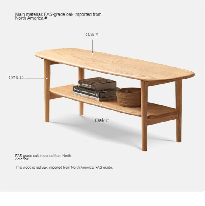 Oak Solid Wood Minimalist Ultra Narrow Coffee Table