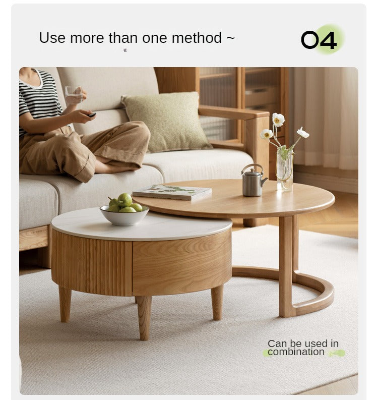 Ash Solid Wood Rock Plate Coffee Table