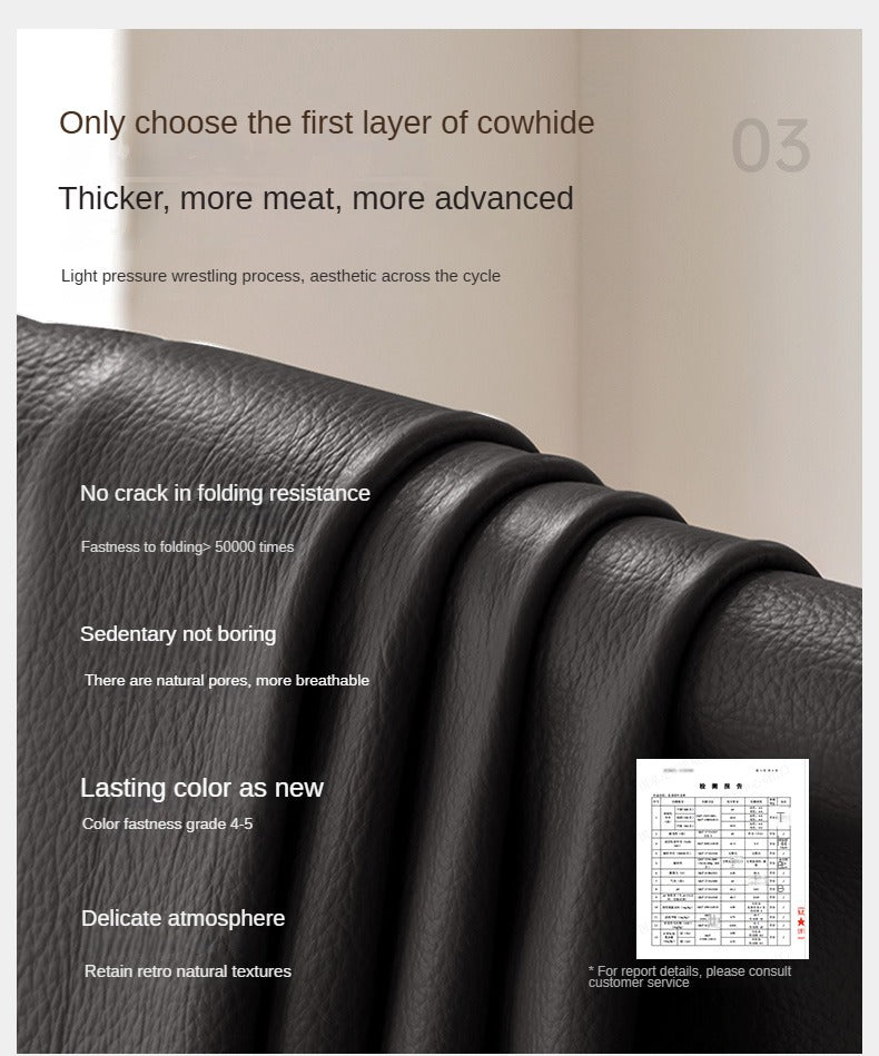 Top Layer Cowhide Leather Straight Sofa,
