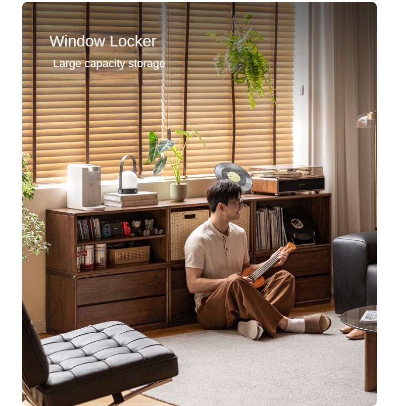 Black Walnut, Oak Solid Wood TV Cabinet Modern Module Combination Storage.