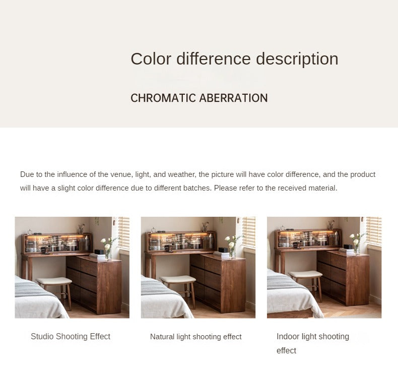 Black Walnut, Walnut Tree Solid Wood Retractable Dressing Table.