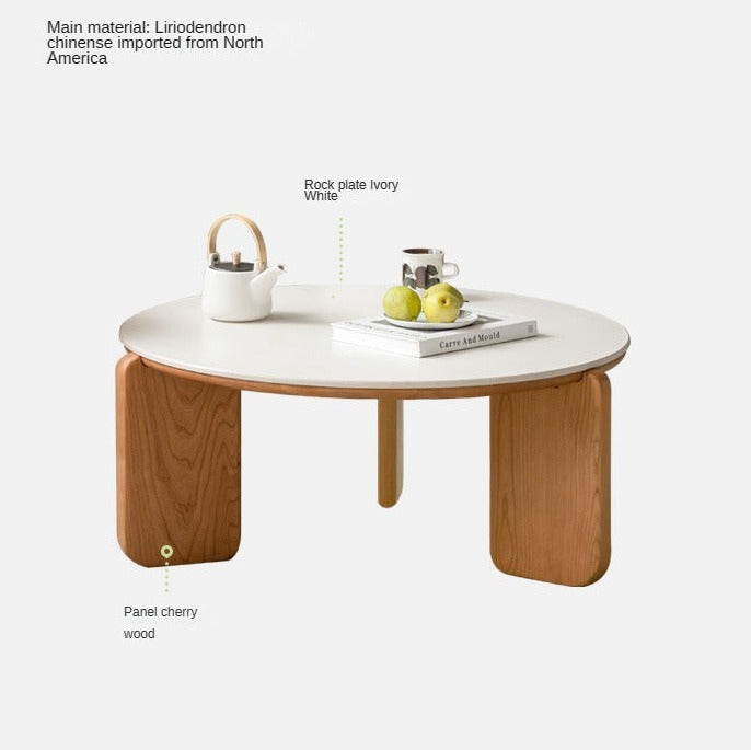 Cherry Solid Wood Round Coffee Table, Side Table