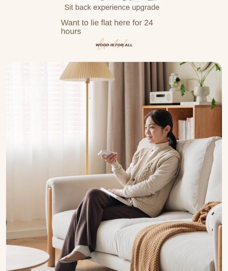 Oak Solid Wood Fabric White Cream Style Cat Scratching Cloth Sofa.