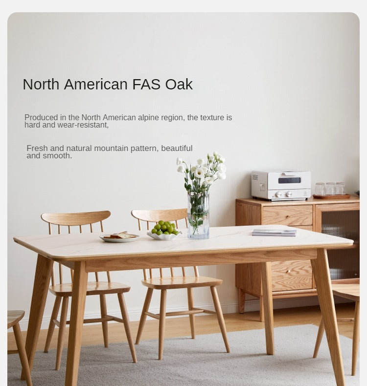 Ash, Oak Solid Wood Modern Rock Plate Dining Table