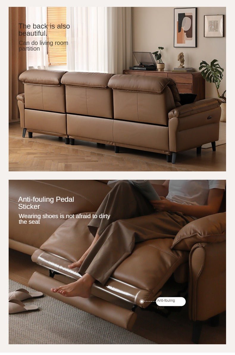 Leather Modern Simple Cowhide Down Sofa.