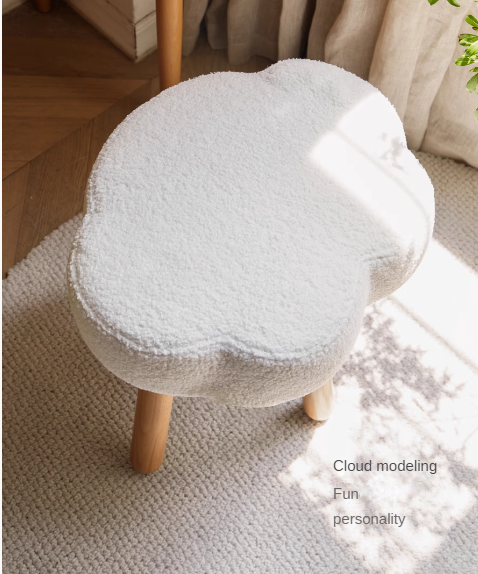 Beech, birch solid wood Nordic lamb velvet cloud makeup stool.