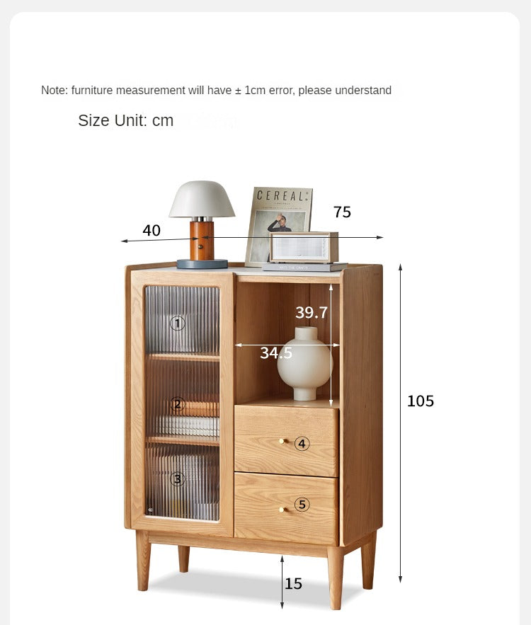 Ash Solid Wood Side Cabinet Storage.