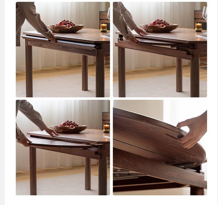 Ash, Oak, Black Walnut Solid Wood Folding Dining Table