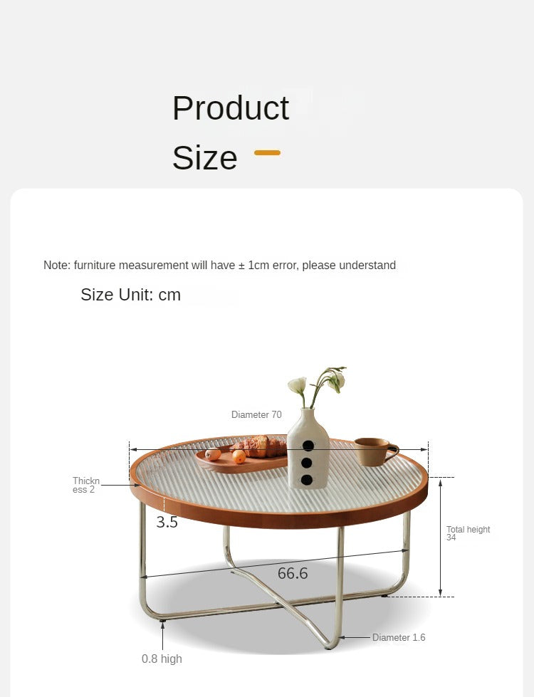 Beech Solid Wood Round Glass Coffee Table