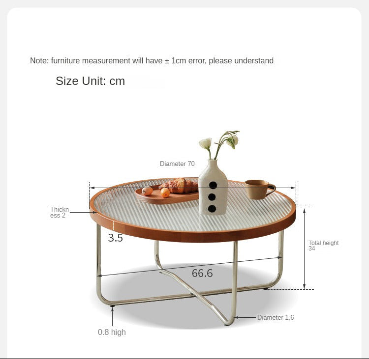 Beech Solid Wood Round Glass Coffee Table