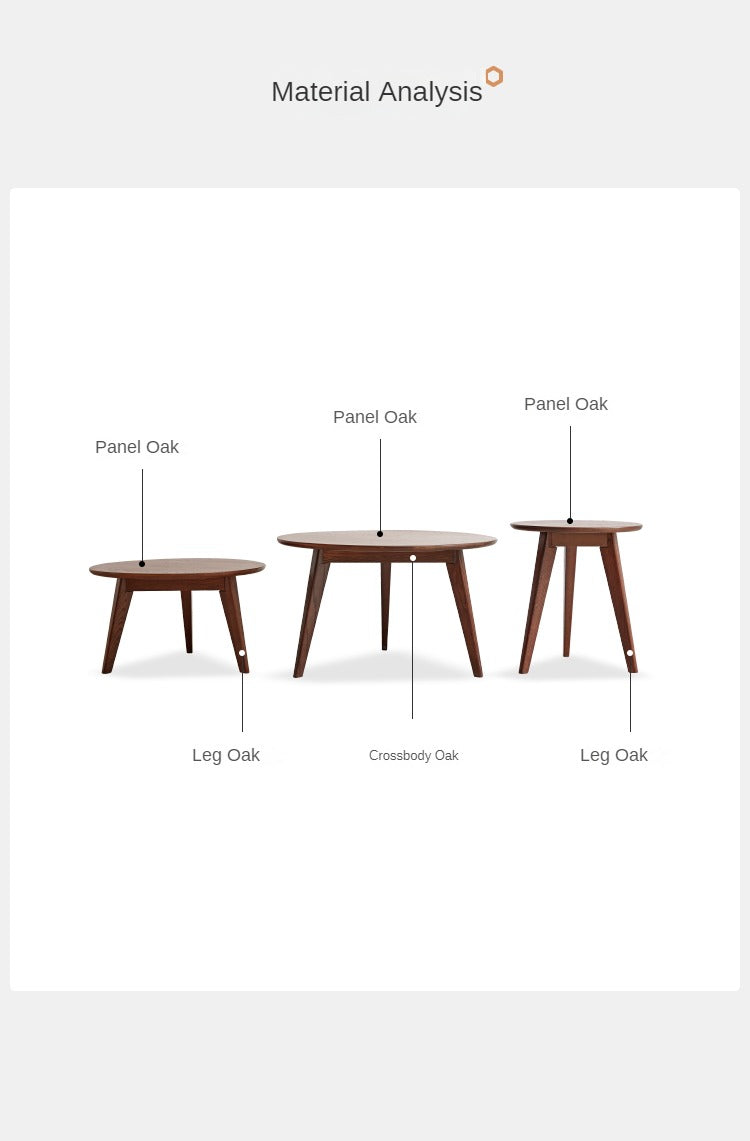 Oak, Rubberwood Solid Wood Side Table Combination