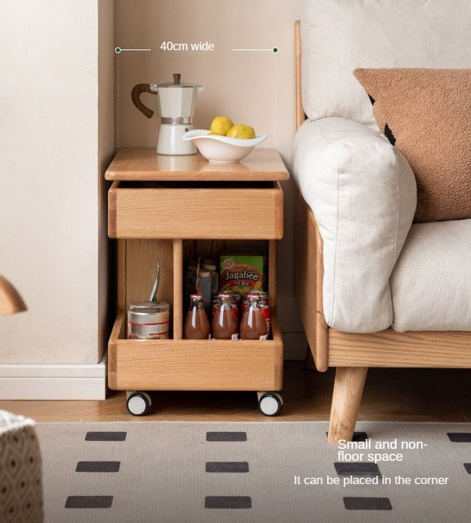 Oak, Cherry, Black Walnut, Ash Solid Wood Rotating Mobile Side Table