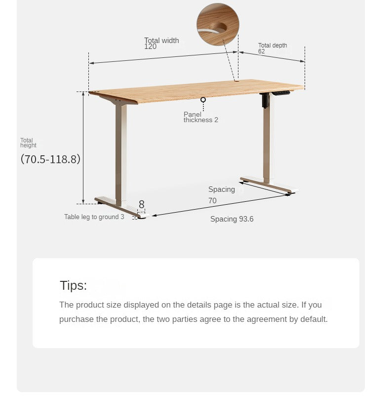 Oak, Black Walnut Solid Wood Electric Lift Standing Desk Adjustable Table