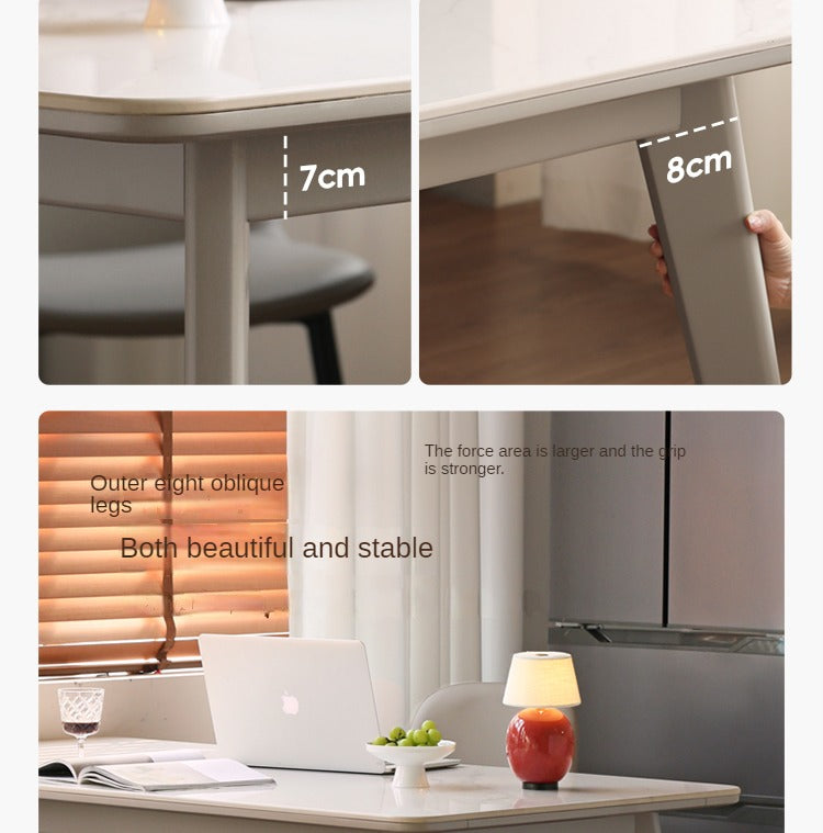 Poplar Solid Wood Modern Rock Plate Dining Table