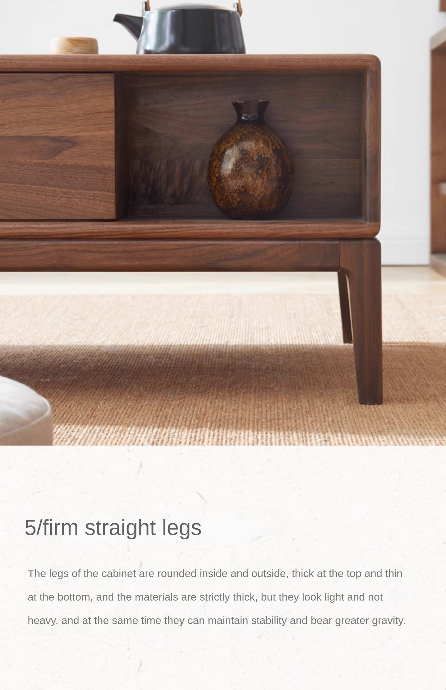 Black Walnut, Ash Solid Wood Modern Coffee Table