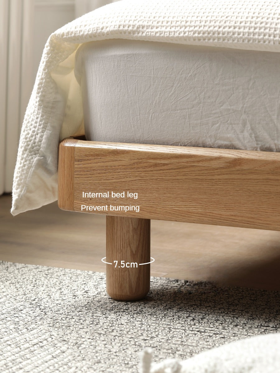 Oak Solid Wood Soft Light With Bookshelf Bed