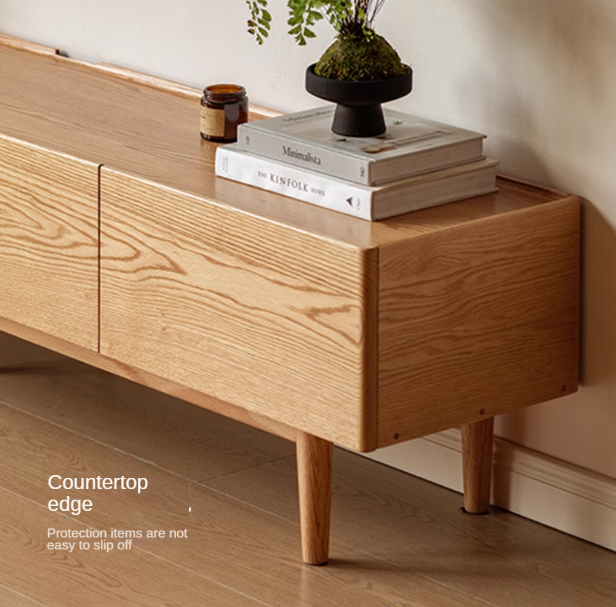 Oak Solid Wood Modern Locker Integrated TV Cabinet.