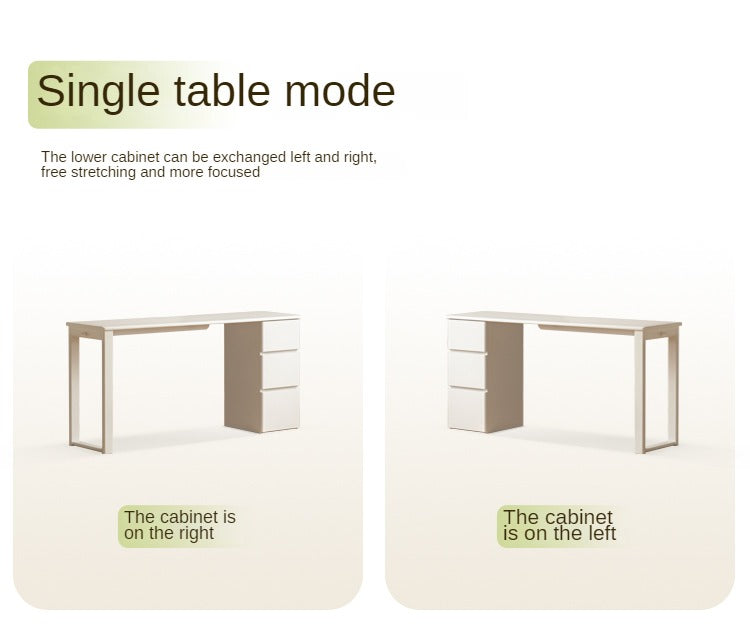 Solid RubberWood Cream Style Single-Leg Desk