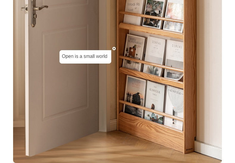 Oak, Beech Solid Wood Wall-mounted Ultra-thin Bookshelf