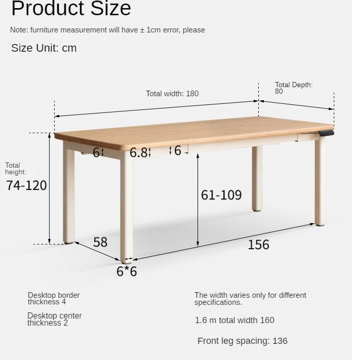 Oak Solid Wood Electric Elevating Dual Motor Office Desk