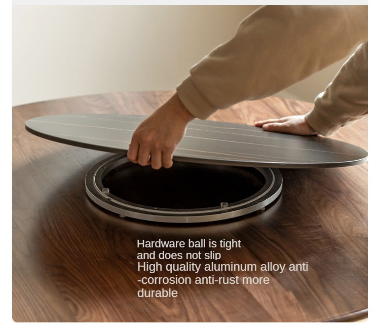 Black Walnut, Oak Solid Wood, Sandalwood Rock Slab Round Dining Table