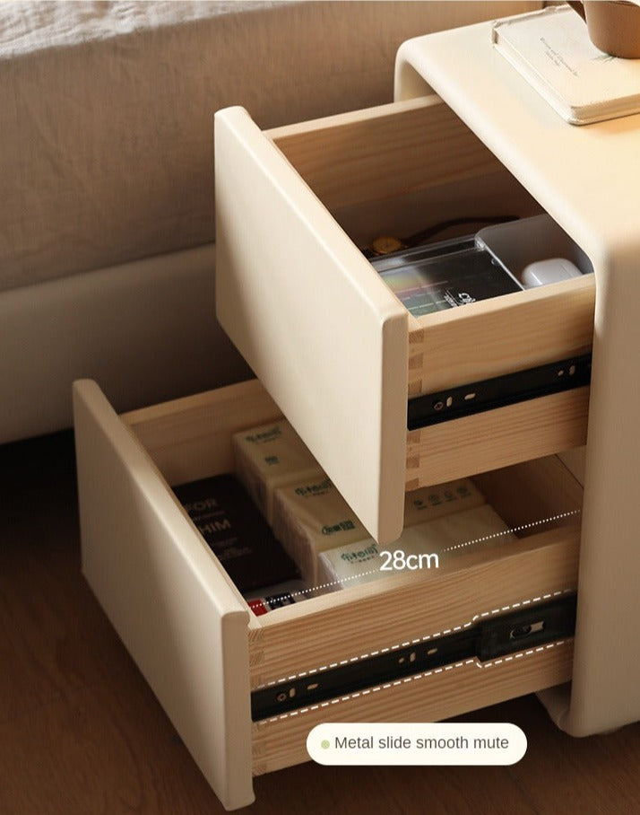 Leather Cream Style Nightstand.