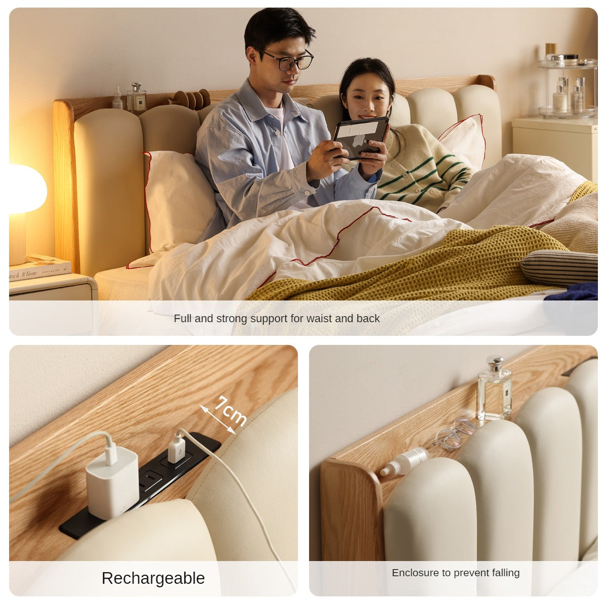 Beech, Oak Solid Wood Soft-Packe, Piano Key Bed