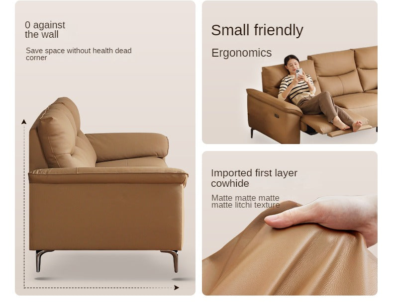 Leather Electric Head Layer Leather Adjustable Function Sofa.