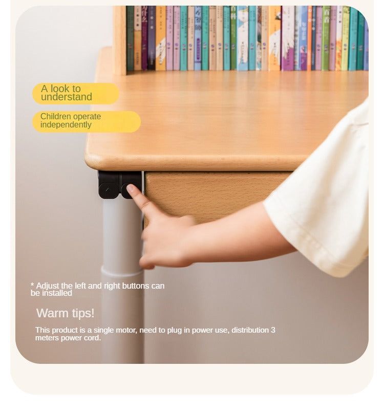Beech Solid Wood Children's Electric Lifting Study Table
