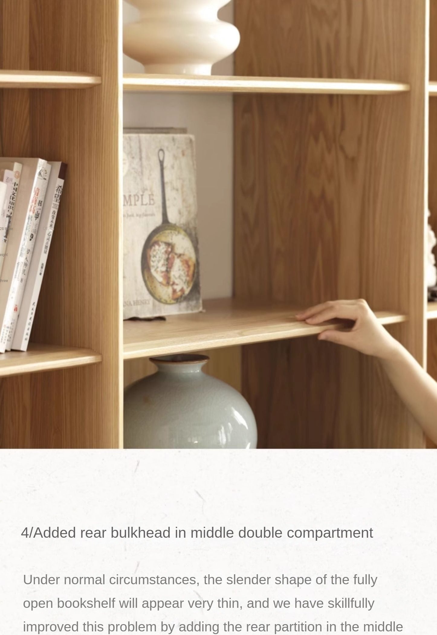Ash Solid Wood Combination Bookcase Bookshelf<