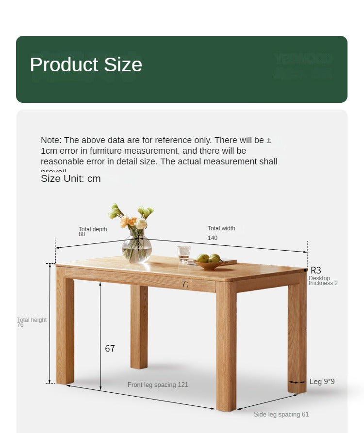 Oak, Red Oak Solid Wood Rectangular Dining Table