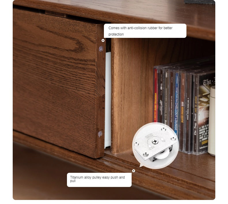 Oak, Rubberwood, Beech Solid Wood TV Stand Sliding Door.