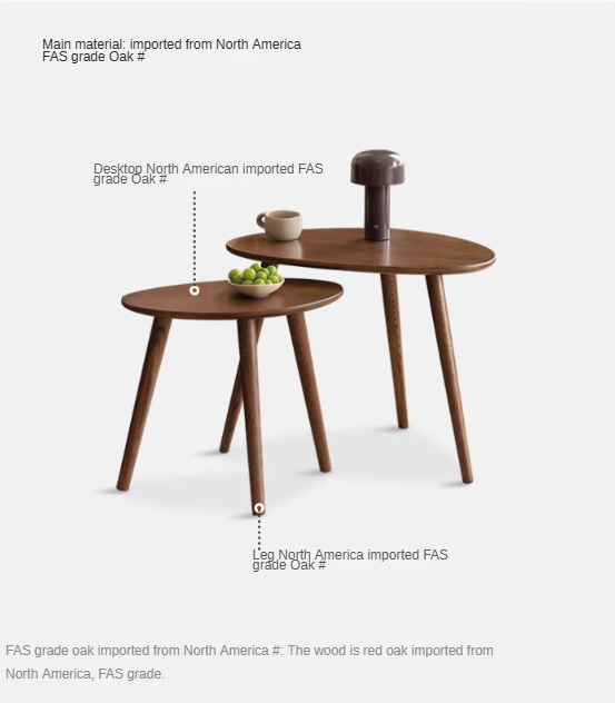 Rubberwood, Oak Solid Wood Walnut Color Side Table