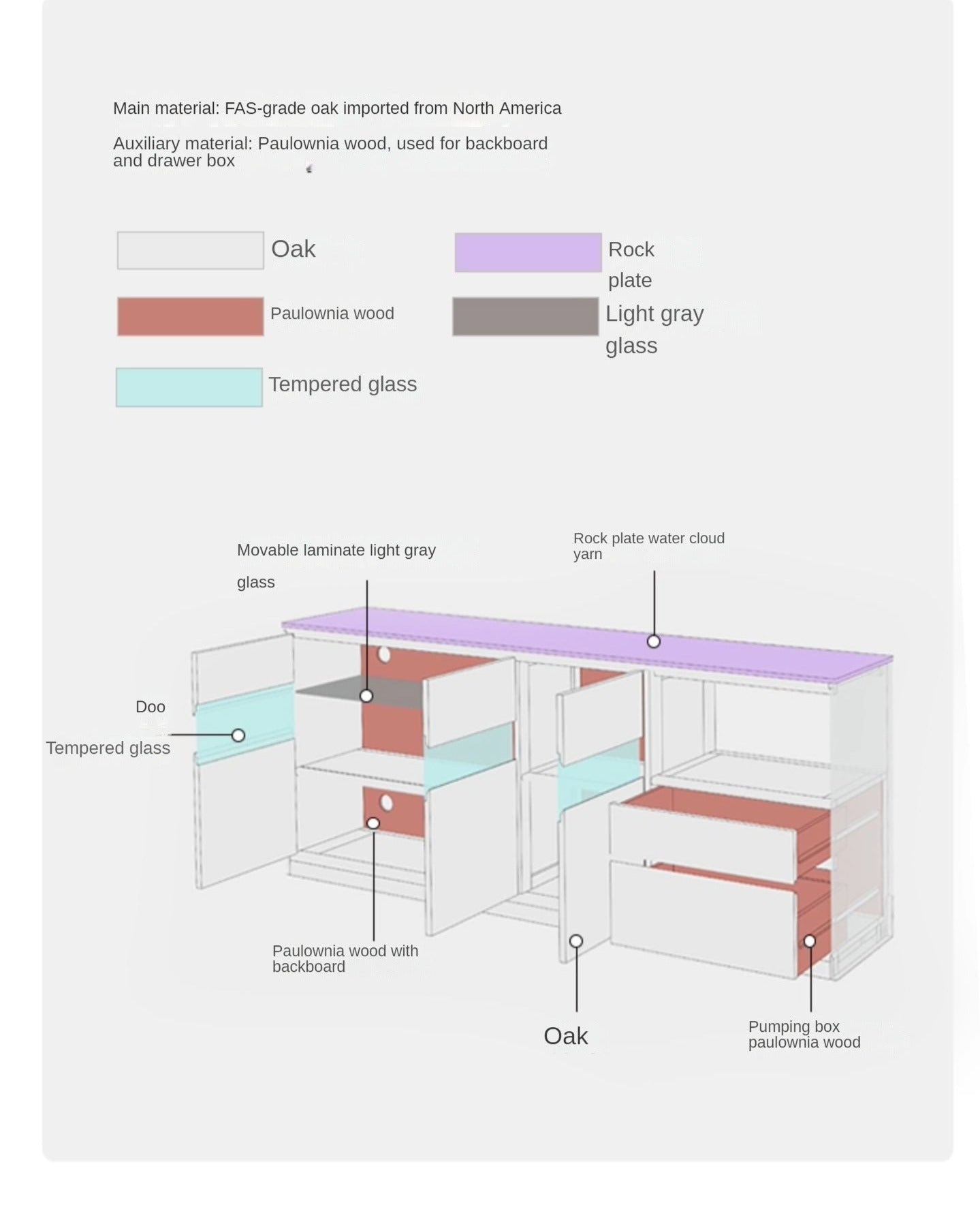 Black Walnut, Ash Solid Wood Rock Plate Storage Cabinet, Sideboard