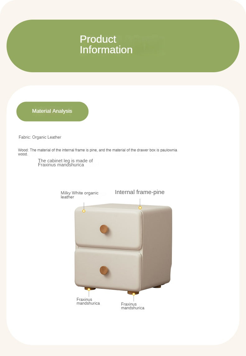 Organic Leather Cream Style Kids Nightstand