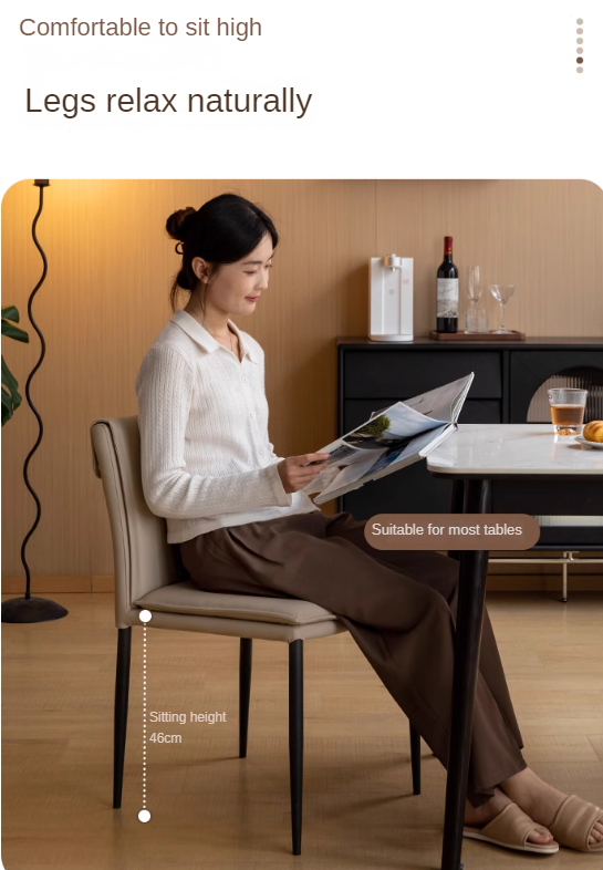 Set Pcs 4 Organic leather Iron Light Luxury Soft Backrest Chair