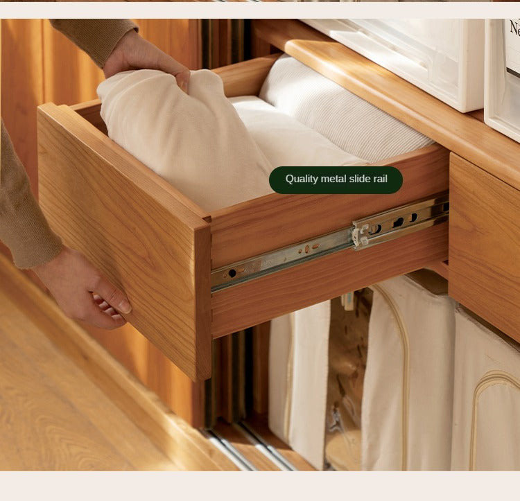 Cherry Wood Sliding Door Retro Wardrobe.