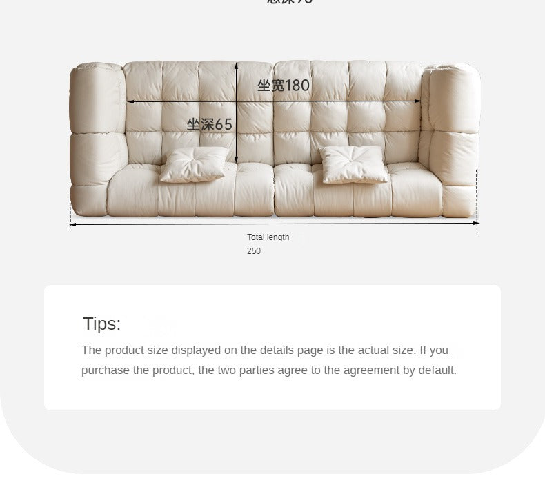 Genuine Leather,Technology Cloth Sofa Cream Wind.