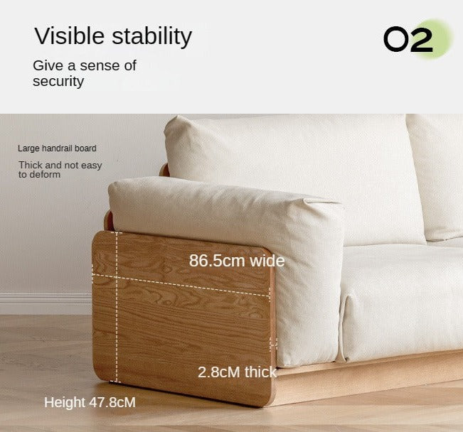 Oak Solid Wood Down Fabric Sofa.